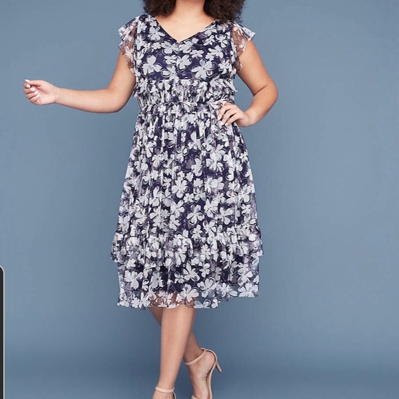 Lane Bryant | Dresses | Nwt Lane Bryant Fit And Flare Mesh Midi Dress 